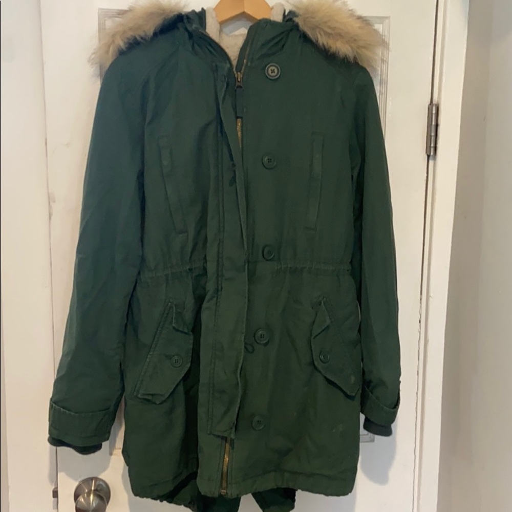 Gap Utility Jacket Fur Hood Sherpa Lining